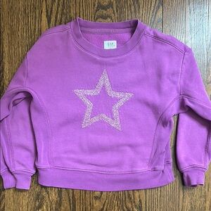 GAP Kids Magenta Purple Glitter Star Sweatshirt Size 6/7